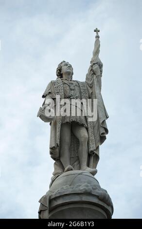 Statue de Christophe Colomb sur la Plaza Colon, Columbus Square, Old San Juan, Porto Rico, Etats-Unis. Banque D'Images