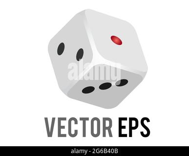 L'icône de matrice de jeu blanc à six côtés de vecteur isolé, montrant les côtés de 1, 2, 3 Illustration de Vecteur