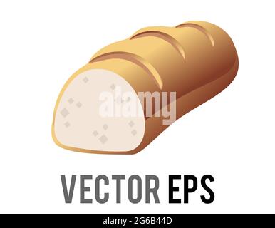 Le vecteur isolé brun long, mince pain de baguette icône de pain de France avec des rayures sur la croûte dorée Illustration de Vecteur