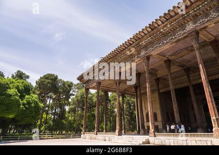 Palais et jardin historique de Chehel Sotun, le jardin perse, Ispahan (Espahan), province d'Ispahan, Iran, Perse, Asie occidentale, Asie Banque D'Images