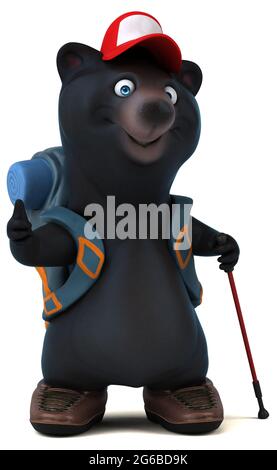 Ours 3D cartoon character backpacker Banque D'Images