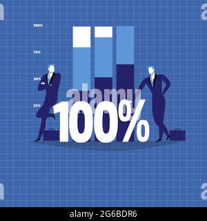 Illustration vectorielle de deux hommes d'affaires à côté d'un diagramme croissant Illustration de Vecteur