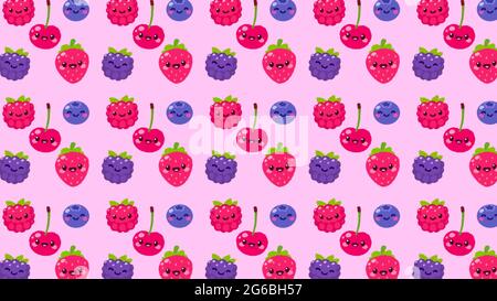motif de cerises, framboises, mûres et bleuets, images idéales pour des thèmes tels que la cuisine, la pâtisserie et la nourriture blog Banque D'Images