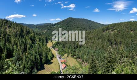 Vue panoramique de Burgbachfelsen près de Bad Rippoldsau, Forêt Noire, Allemagne Banque D'Images