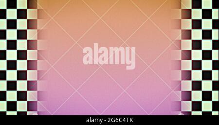 Les lignes de la grille se déplacent sur un arrière-plan rose en fonction du motif de damier Banque D'Images