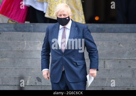 Londres, Royaume-Uni. 5 juillet 2021. Le Premier ministre Boris Johnson assistait à un service de Thanksgiving à la cathédrale Saint-Paul, à Londres, pour souligner le 73e anniversaire du NHS. Date de la photo: Lundi 5 juillet 2021. Le crédit photo devrait se lire: Matt Crossick/Empics/Alamy Live News Banque D'Images