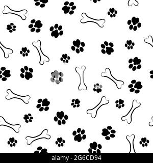 Motif sans couture à imprimé pied de chien sur fond blanc. Texture des mâchoires animales Banque D'Images