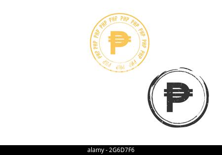 philippine peso PHP grunge timbre sceau vector design. Symbole de devise grand public avec motif de sceau de forme grunge Illustration de Vecteur