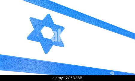 Joli drapeau israélien bleu bande décorative isolée - objet 3D illustration Banque D'Images