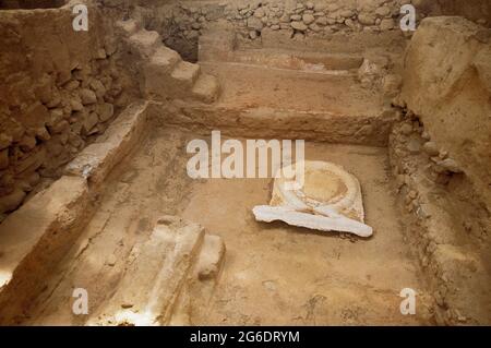 Espagne, Extremadura, province de Badajoz, Zalamea de la Serena. Site archéologique de Cancho Roano. Sanctuaire d'origine tartessienne. Il a été occupé entre le 7ème et 4ème siècles av. J.-C. Banque D'Images