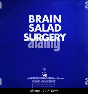 Emerson, Lake & Palmer : 1973. Couverture arrière LP : chirurgie de la salade du cerveau Banque D'Images