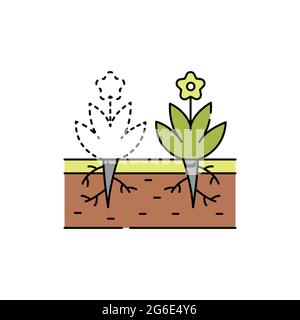 Icône de ligne de couleur de désherbage. Service de jardin. Pictogramme pour page Web, application mobile, Promo. Élément de conception UI UX GUI. Contour modifiable. Illustration de Vecteur