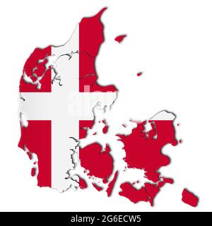 Danemark carte sur fond blanc illustration 3d avec masque Banque D'Images