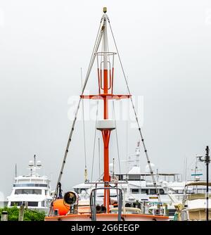 Haut de l'un des bateaux de Billy Joel à Sag Harbor, NY Banque D'Images