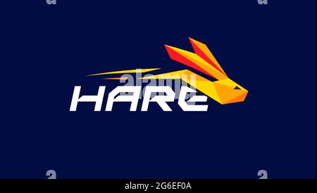 Logo lièvre concept géométrique lapin icône. Exécuter le logo vectoriel de lapin pour la course de vitesse, le sport, l'automobile et le logo abstrait de style dynamique. Action et conduite Illustration de Vecteur