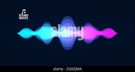 Reconnaissance sonore, onde audio, enregistrement vocal. Assistant vocal futuriste avec concept d'onde sonore. Flux d'onde haute technologie, égaliseur. Commande vocale du microphone Illustration de Vecteur