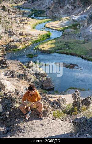 Site géologique de Hot Creek dans le comté de Mono en Californie Banque D'Images