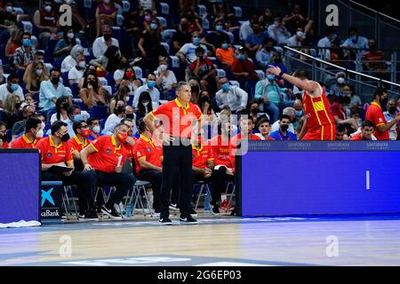 Madrid, Espagne. 05e juillet 2021. Sergio Scariolo de l'Espagne vu pendant l'Espagne contre l'Iran match amical de basket-ball au Centre Wiznink à Madrid. Crédit : SOPA Images Limited/Alamy Live News Banque D'Images