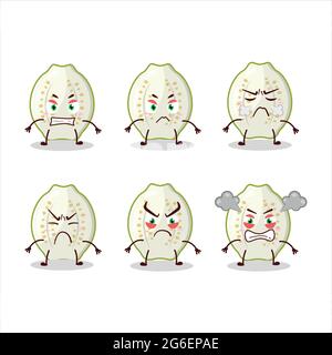 Barre oblique de goyave fruit personnage de dessin animé avec diverses expressions en colère. Illustration vectorielle Illustration de Vecteur