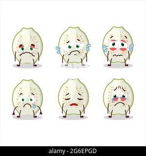 Barre oblique de goyave fruit personnage de dessin animé avec une triste expression. Illustration vectorielle Illustration de Vecteur