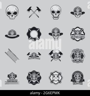 ensemble d'emblèmes de pompier Illustration de Vecteur