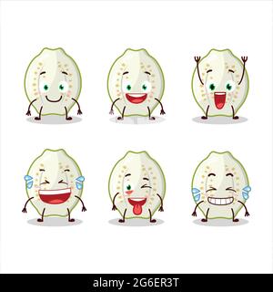 Personnage de dessin animé de la barre oblique du fruit de la goyave avec l'expression du sourire. Illustration vectorielle Illustration de Vecteur