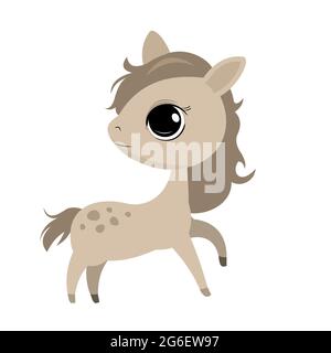 Petit pub foal. Cheval. Joyeux enfant animal. Dessins animés de style plat. Drôle. Vecteur Illustration de Vecteur