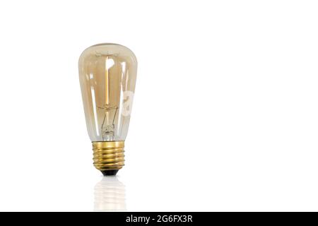 Ampoule isolée sur blanc. Style rétro. Banque D'Images