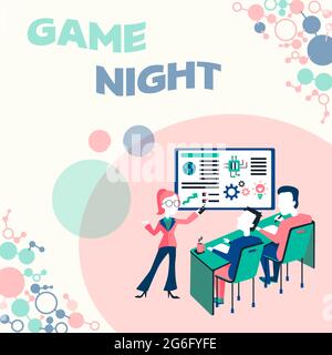 Écriture affichant le texte Game Night. L'approche d'affaires habituellement son appelé sur les dates de jeu des adultes comme le poker avec des amis présentant le concept de rapport de projet Banque D'Images