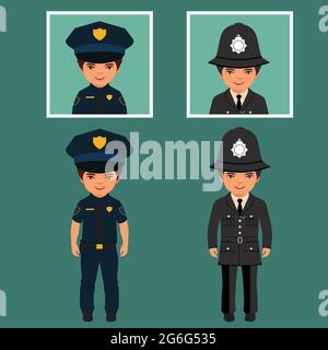 police britannique et uniforme de shérif, police vectorielle personnes, illustration vectorielle de la profession Illustration de Vecteur