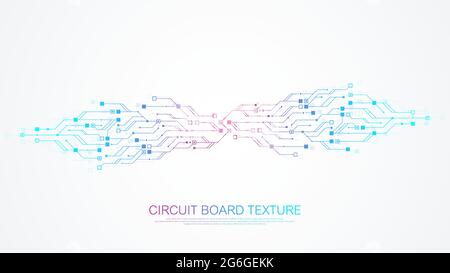 Technologie conception de fond de texture de carte de circuit imprimé. Fond de carte de circuit imprimé bleu futuriste. Carte mère vectorielle minimale Illustration de Vecteur