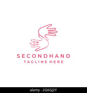 Lettre S initiale avec logo à deux mains et style art de ligne Illustration de Vecteur