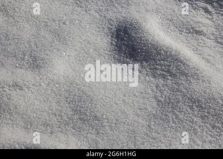 Neige blanche et fraîche étincelante au soleil avec des points forts et ombres pour l'arrière-plan Banque D'Images