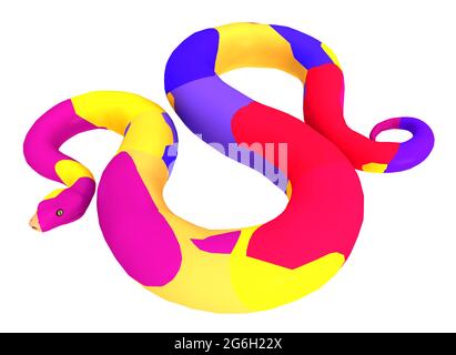 Boa Constrictor dans des couleurs isolées sur fond blanc Banque D'Images