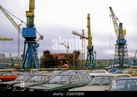 Chantier naval Swan Hunter, Wallsend, Newcaste, 1984 Banque D'Images