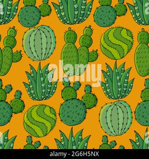 Motif sans couture de différents cactus. Joli fond vectoriel de plantes exotiques. Papier peint tropical en vert. L'image tendance Illustration de Vecteur