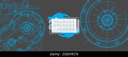 Dessin d'ingénierie mécanique. Dessin abstrait. Papier peint technologique d'ingénierie Illustration de Vecteur