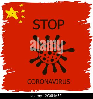 Coronavirus en Chine. Nouveau coronavirus (2019-nCoV), fond rouge avec étoiles et couleurs de drapeau chinois. Concept de quarantaine du coronavirus. Coronavi Illustration de Vecteur