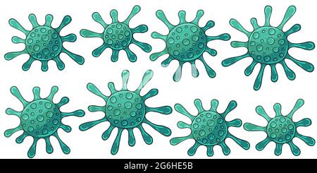 Bactéries, microorganis Icons définir le coronavirus de l'éclosion Illustration de Vecteur