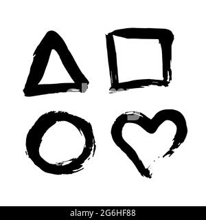 Dessin à la main, dessin au pinceau. Isolé sur un fond blanc. Icône de style de grunge Doodle. Contour, icône de ligne, illustration de dessin animé. Forme géométrique Illustration de Vecteur