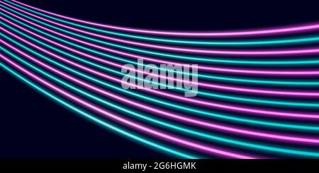 Arrière-plan lumineux au néon, tourné avec une longue exposition. Arrière-plan moderne en style lignes. Abstrait, effet créatif, texture avec éclairage, art Banque D'Images