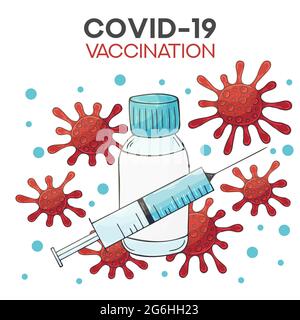 Covid-19 flacons de vaccin coronavirus médicament flacons seringue vecteur dessin Illustration de Vecteur