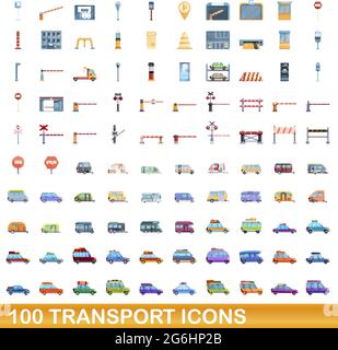 100 icônes de transport. Cartoon illustration de 100 icônes de transport vector set isolé sur fond blanc Illustration de Vecteur