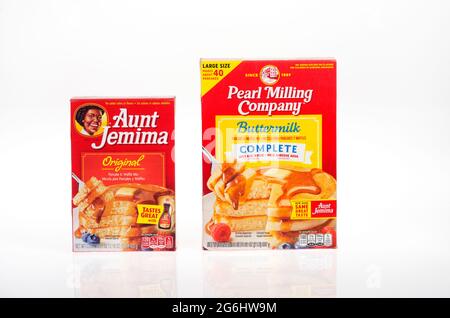 Pearl Milling Company et Aunt Jemima Pancake Mix Boxes Banque D'Images