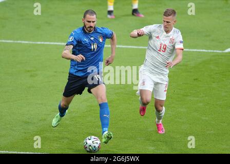 LEONARDO BONUCCI, DANI OLMO, ITALIE V ESPAGNE, 2021 Banque D'Images