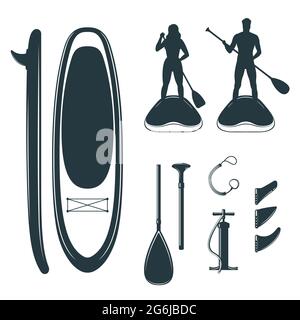 Éléments de conception de paddle-board debout Illustration de Vecteur