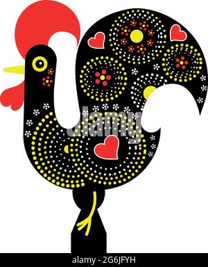 Rooster portugal, icône vecteur galo de Barcelos. Portugal symbole culturel traditionnel. Motif folklore plat et coloré Illustration de Vecteur