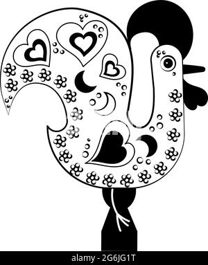 Rooster portugal, icône vecteur galo de Barcelos. Portugal symbole culturel traditionnel. Motif folklore plat et coloré Illustration de Vecteur