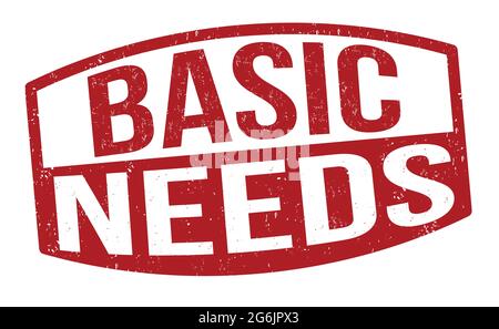 Les besoins de base grassent le tampon en caoutchouc sur fond blanc, illustration vectorielle Illustration de Vecteur