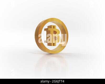Or bitcoin crypto-monnaie isolée sur fond blanc Banque D'Images
